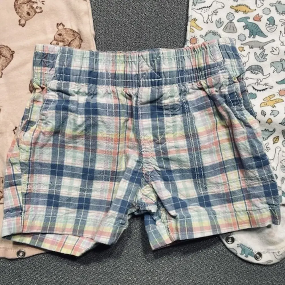 12 Month Baby Clothes Bodysuits Shorts Koalas Dinosaurs Peach Blue